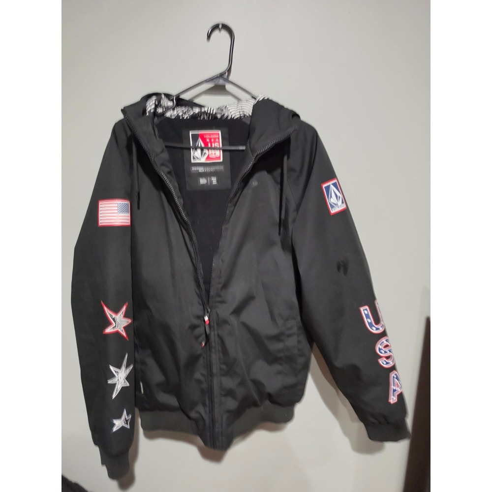 Volcom US Snowboard Team Jacket Mens Medium Black 5000mm Water Resistant USA